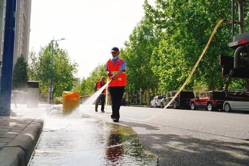 大兴高米店 开荒式 清理道路积尘 助力大气污染防治